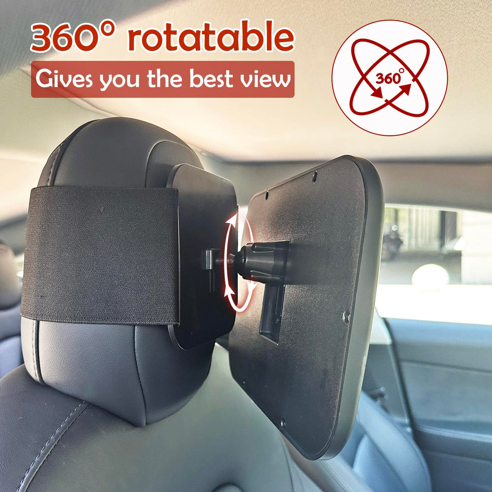 Funbliss Tesla-compatible mirror fits various fixed headrests for a seamless upgrade.
