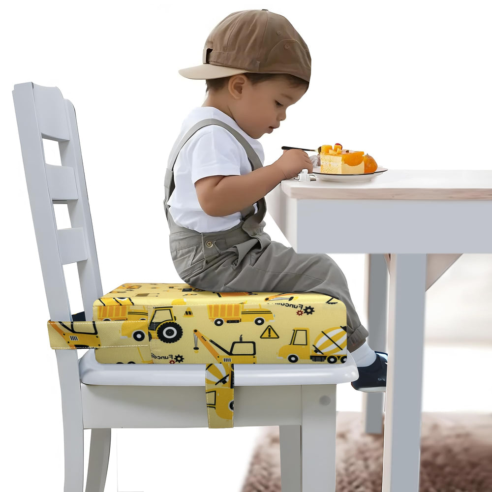 Funcority toddler booster seat with 4-inch cushion supports comfortable dining height.