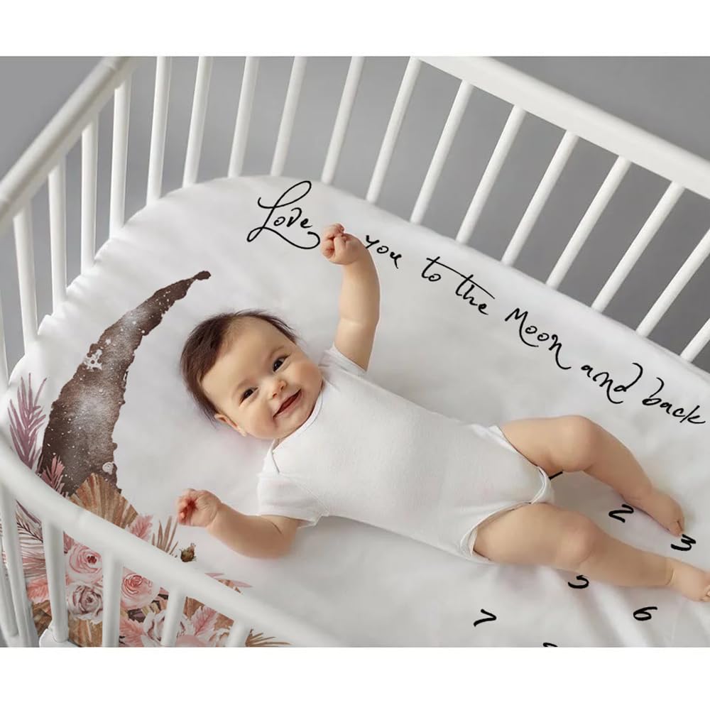 Fundich floral milestone blanket decor complements any girls’ nursery aesthetics.