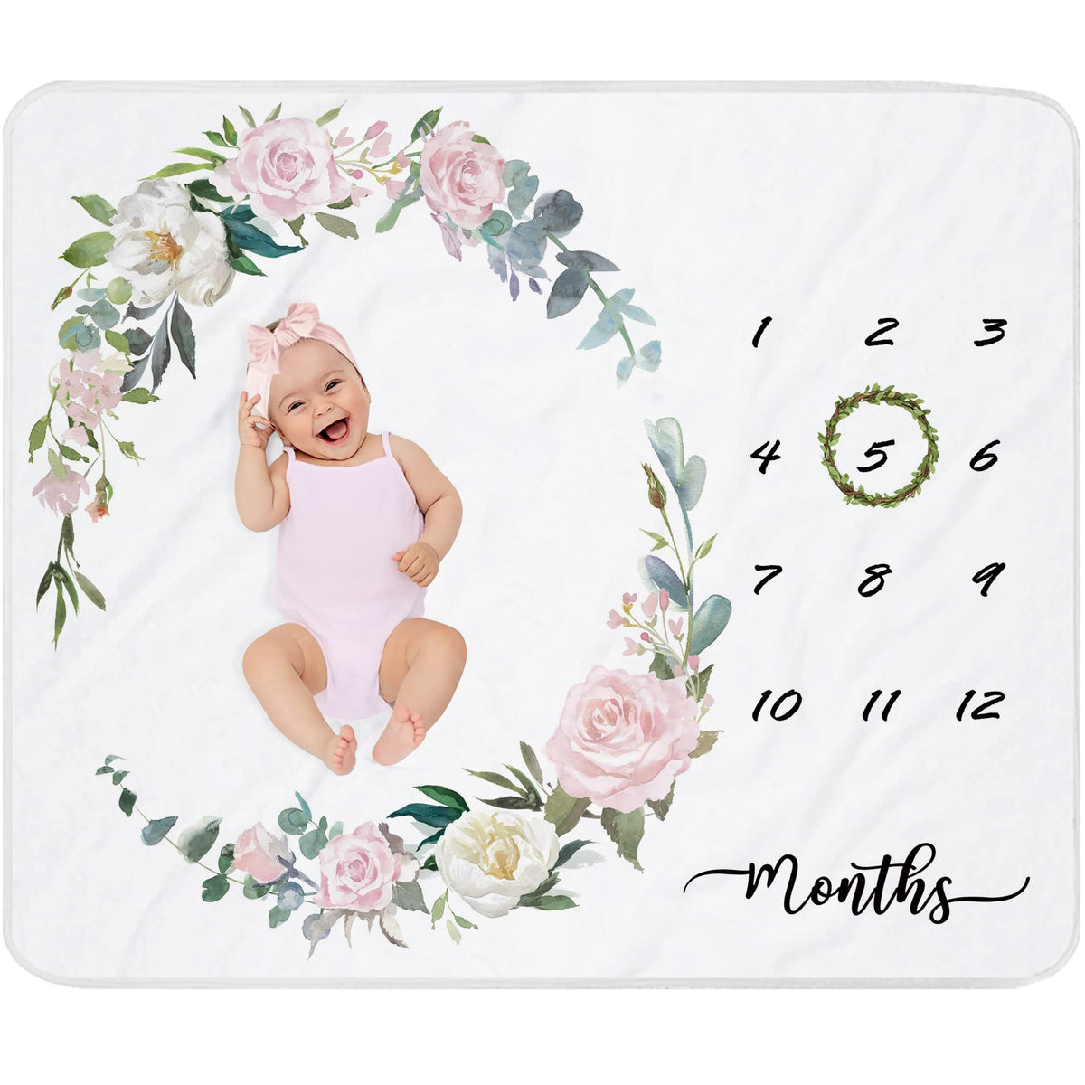 Fundich baby milestone blanket in rose design, perfect for adorable newborn photo sessions.