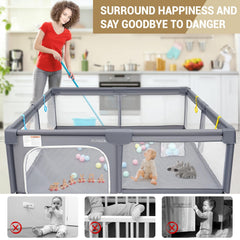 FUNEEK 75x51 playpen dimensions image highlights ample space for toys and movement