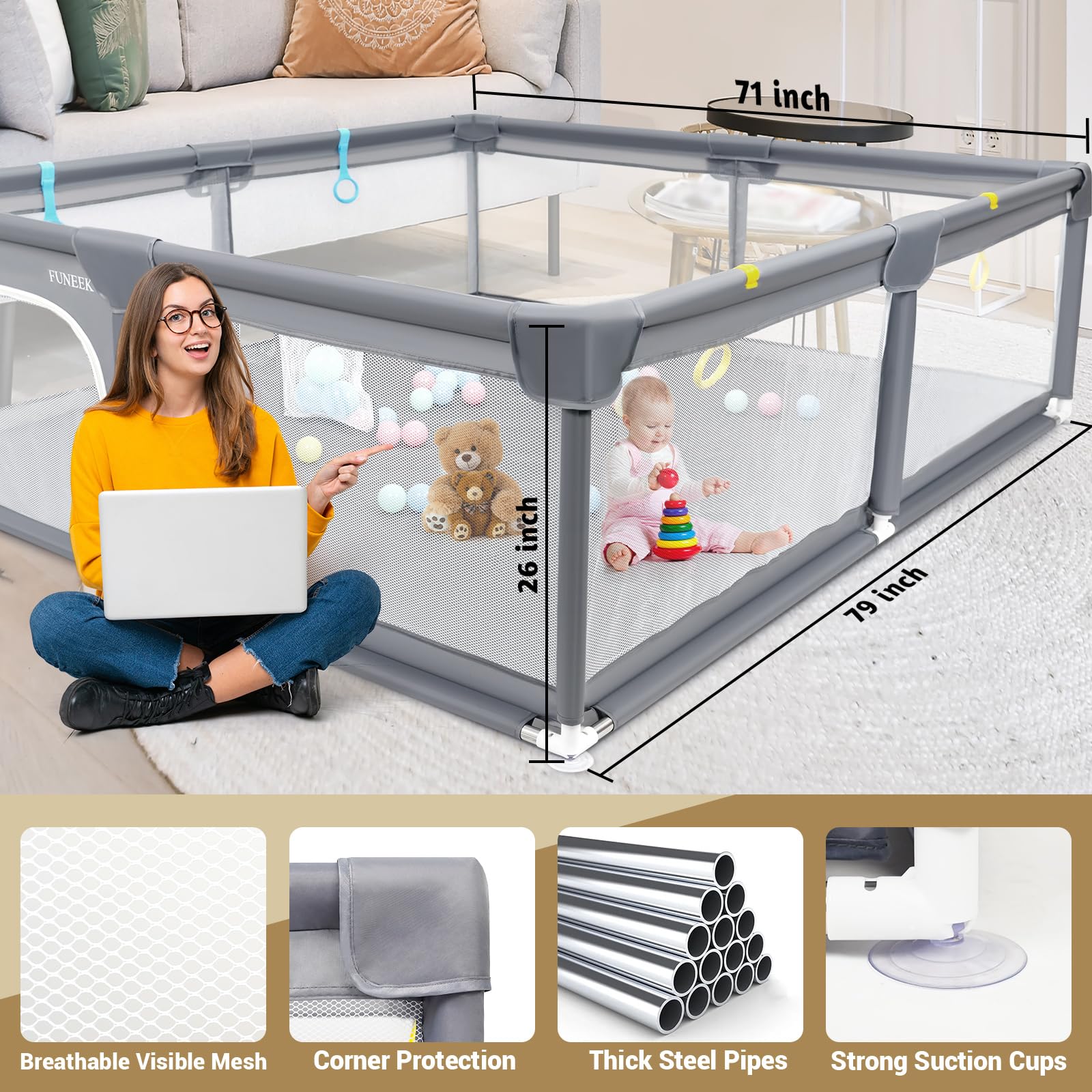 FUNEEK outdoor-friendly 360-view demonstrates versatile use and easy supervision