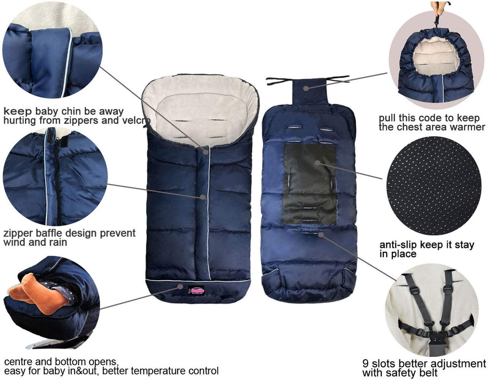 Funlife bunting bag middle and bottom zippers for easy in/out