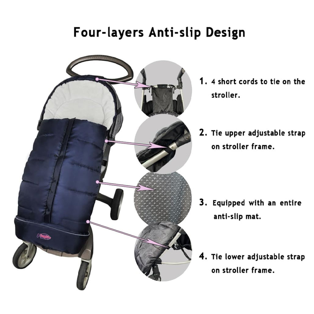 Funlife Go 3 Seasons Footmuff height-adjustable design fits growing toddlers.