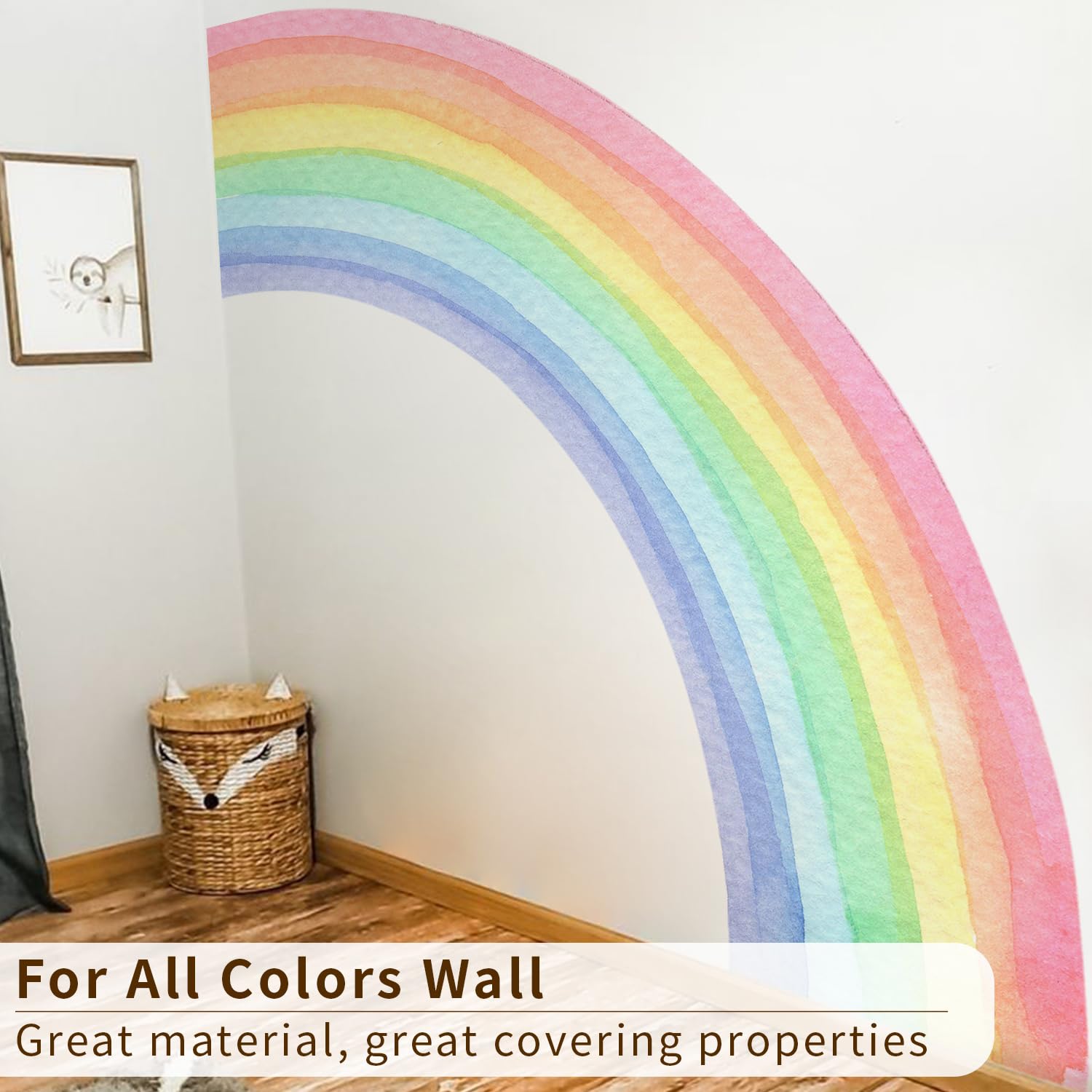 funlife rainbow wall mural closeup colors demonstrates durable water-resistant finish on smooth walls