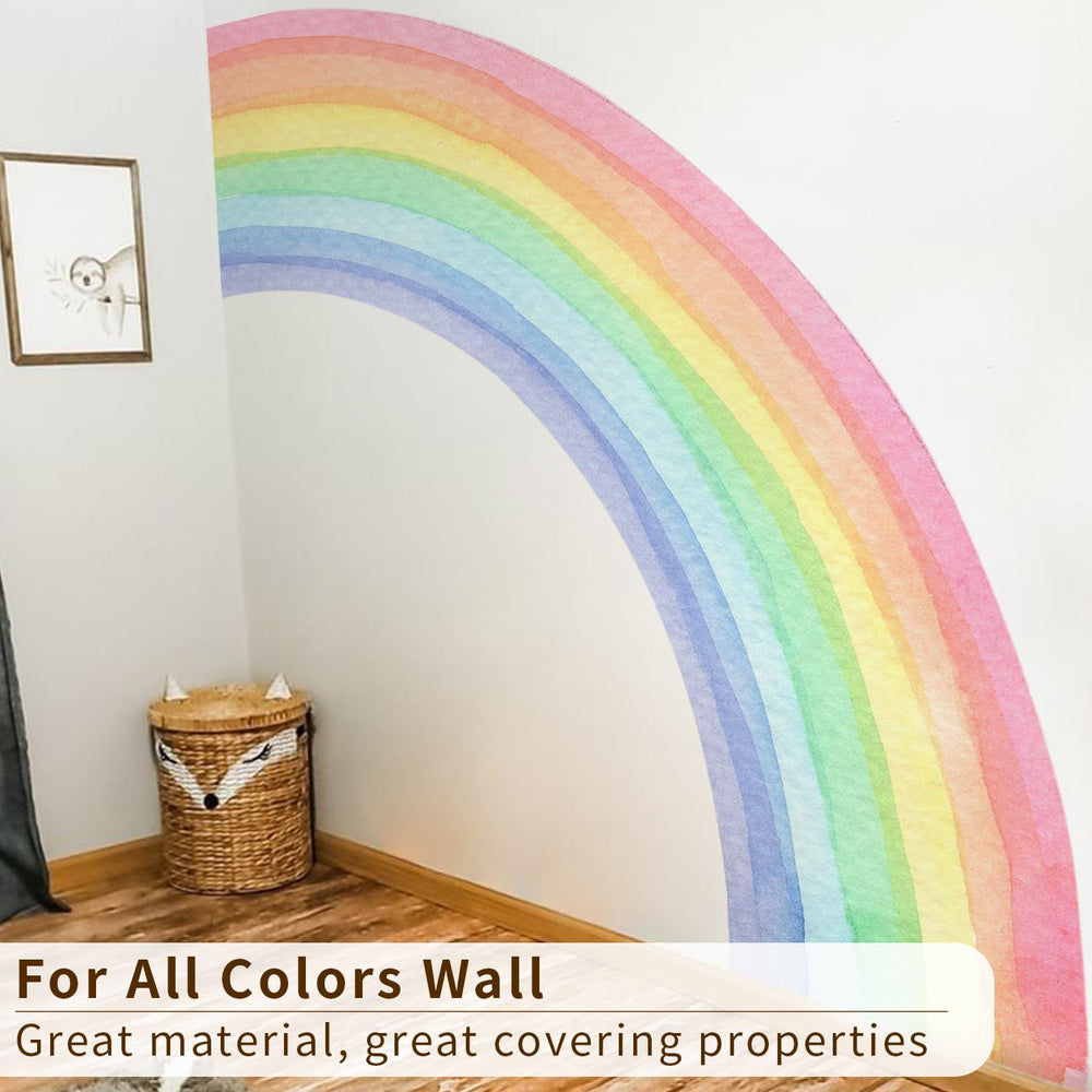 funlife rainbow wall mural closeup colors demonstrates durable water-resistant finish on smooth walls