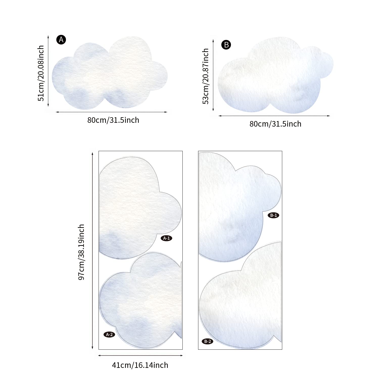 funlife rainbow wall mural clouds closeup highlights soft cloud shapes for nursery decor
