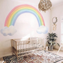 funlife rainbow wall mural full view adds vibrant color to kids' room