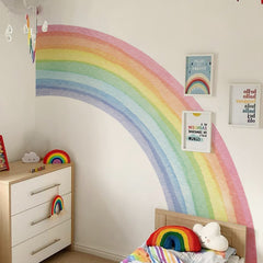 funlife rainbow wall mural panel 1 adds cheerful pastel arches to a girl's room
