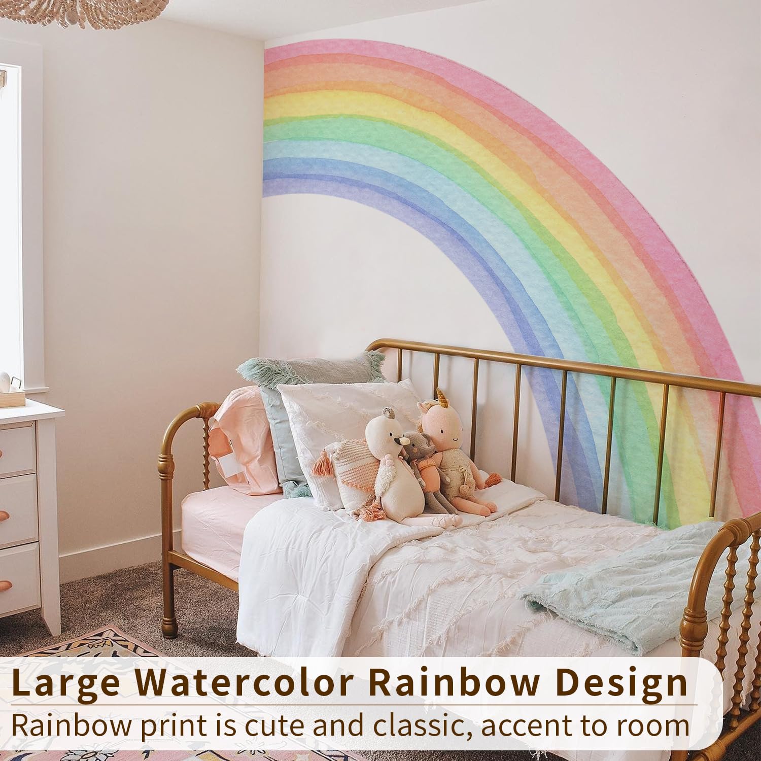 funlife rainbow wall mural panel 5 offers easy installation for quick room makeovers