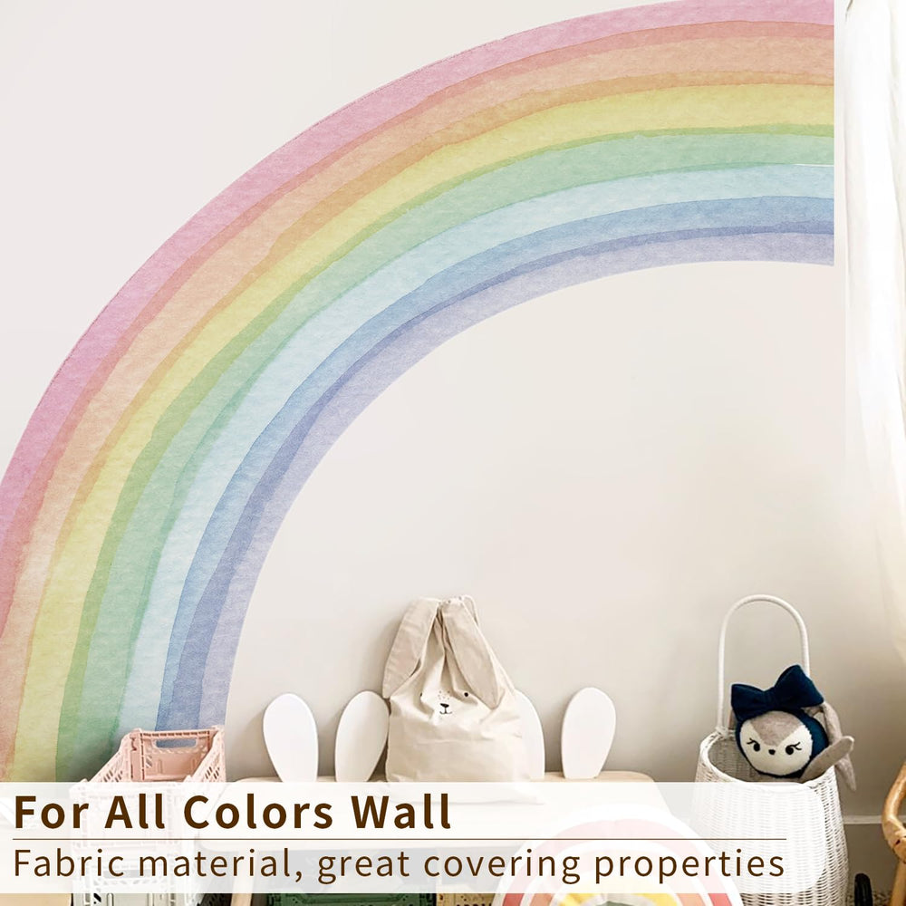 Funlife rainbow wall mural panel 5 complements pastel decor in living area.
