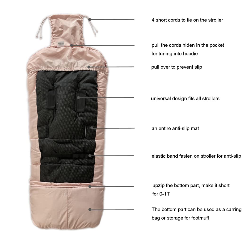 Funlife pink footmuff with zipper closure enables easy entry