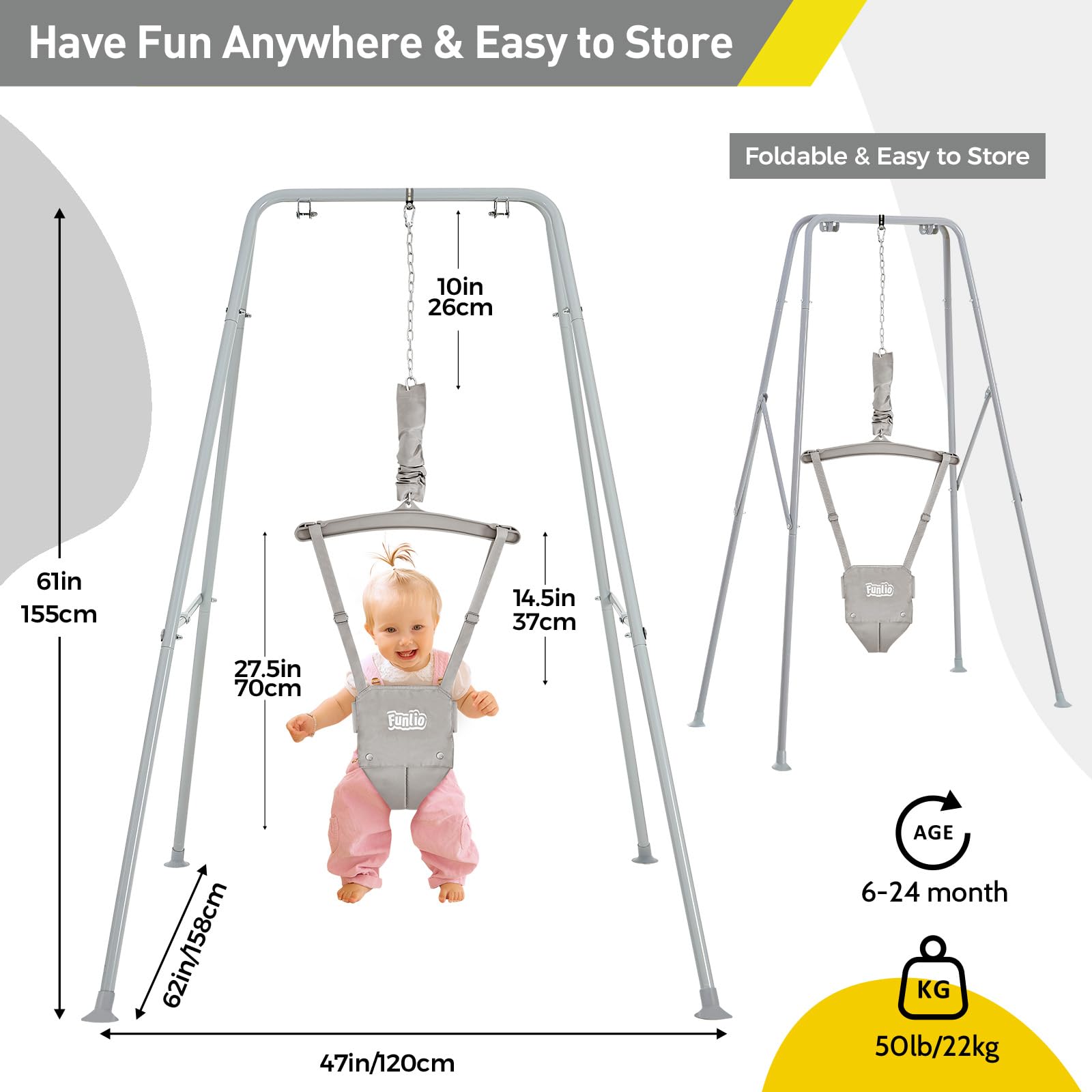 FUNLIO jumper used indoors or outdoors on grass and in living rooms.