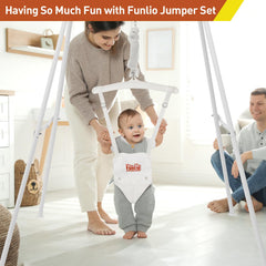 FUNLIO baby jumper with stand white assembled for easy setup