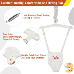 FUNLIO baby jumper with stand white safety features emphasize stability