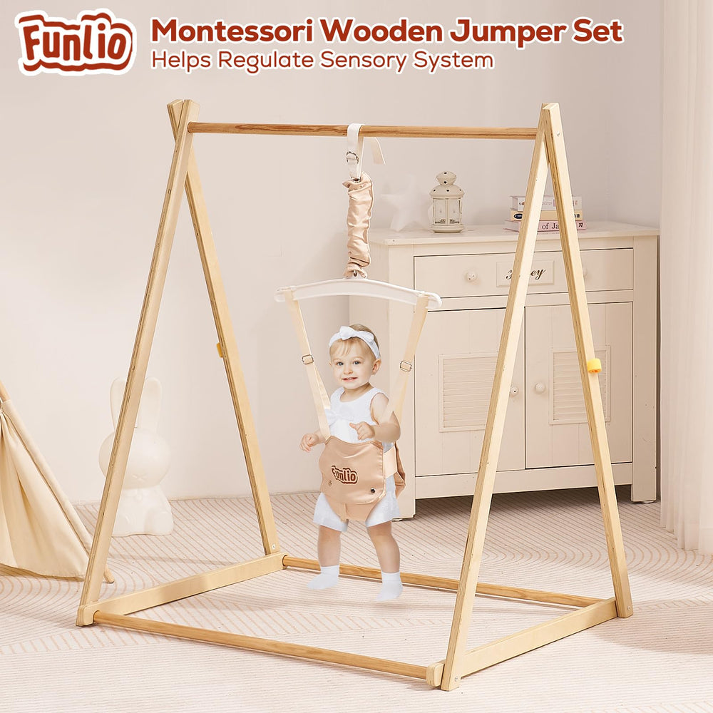 FUNLIO jumper height adjustment allows growing babies to explore at the right level.