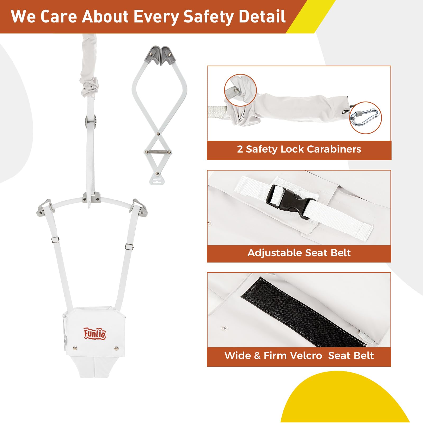 FUNLIO safe bouncing experience with secure buckles and rotating ends.