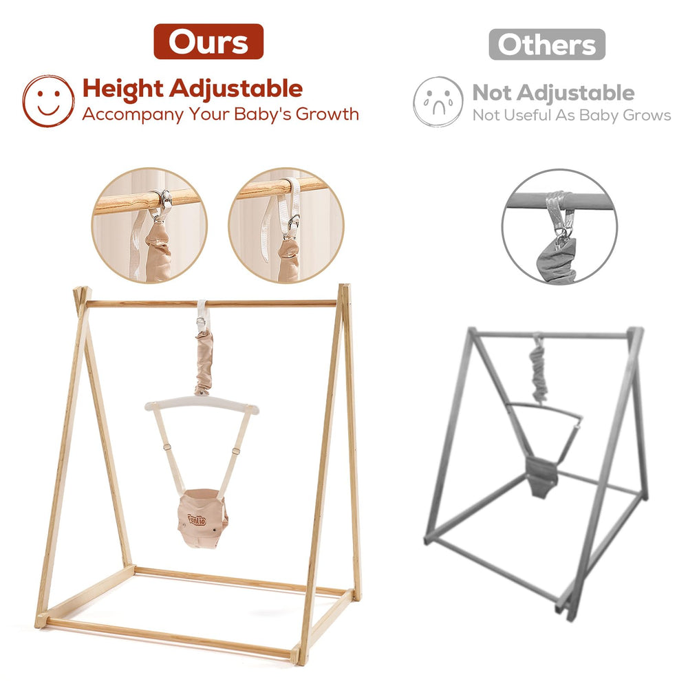FUNLIO wooden jumper folds compactly for easy storage after playtime.