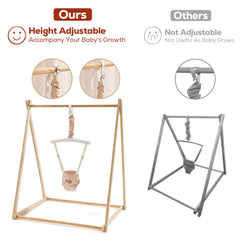 FUNLIO wooden jumper folds compactly for easy storage after playtime.