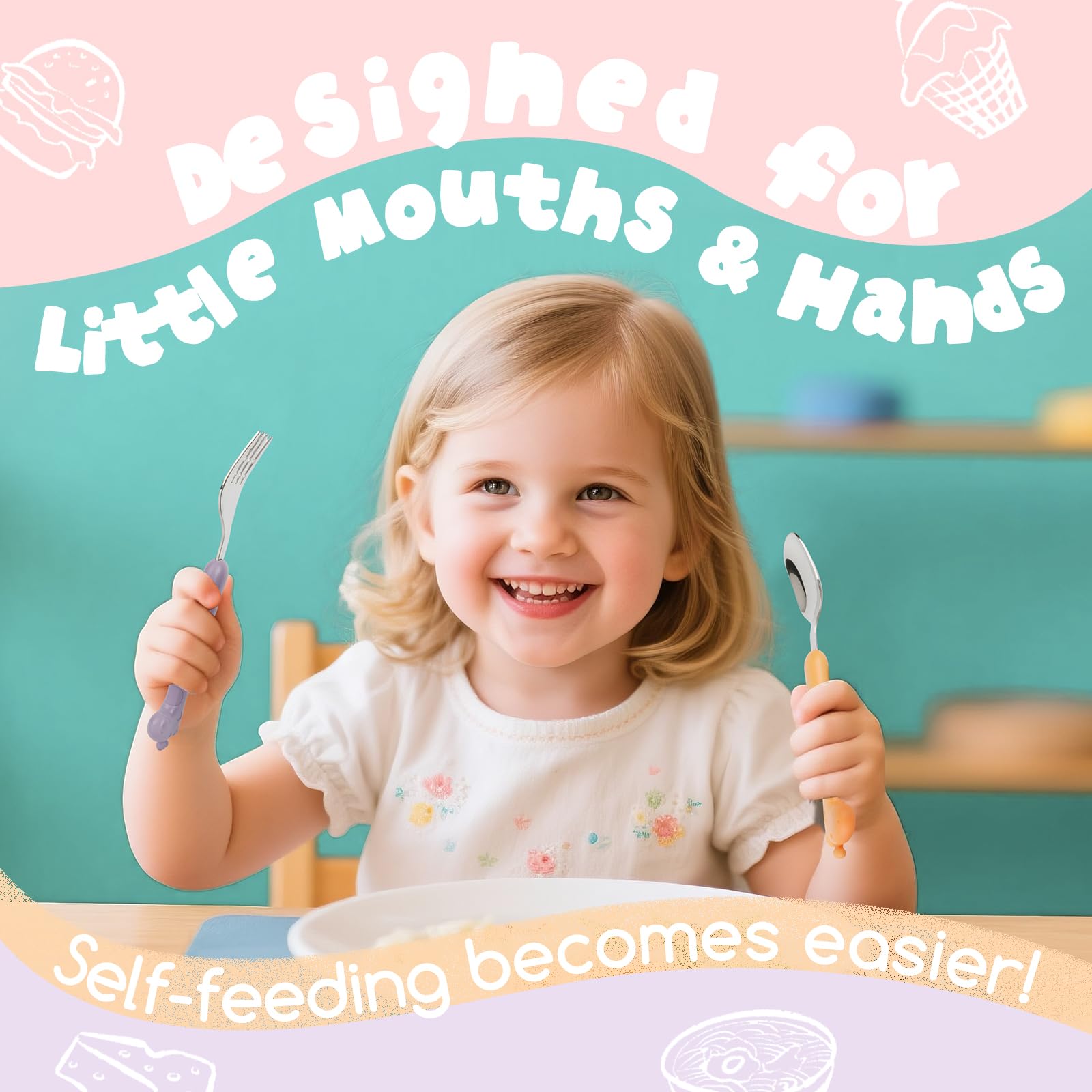 FUNNUO soft-contoured-handles emphasize ergonomic comfort for little hands during practice.