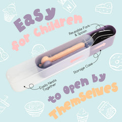 FUNNUO toddler-fork anti-slip-tines highlights safety features for confident practice using the fork.