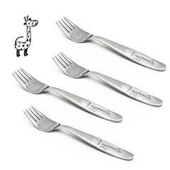 FUNNUO toddler forks set of 4 for self-feeding with kid-friendly design.
