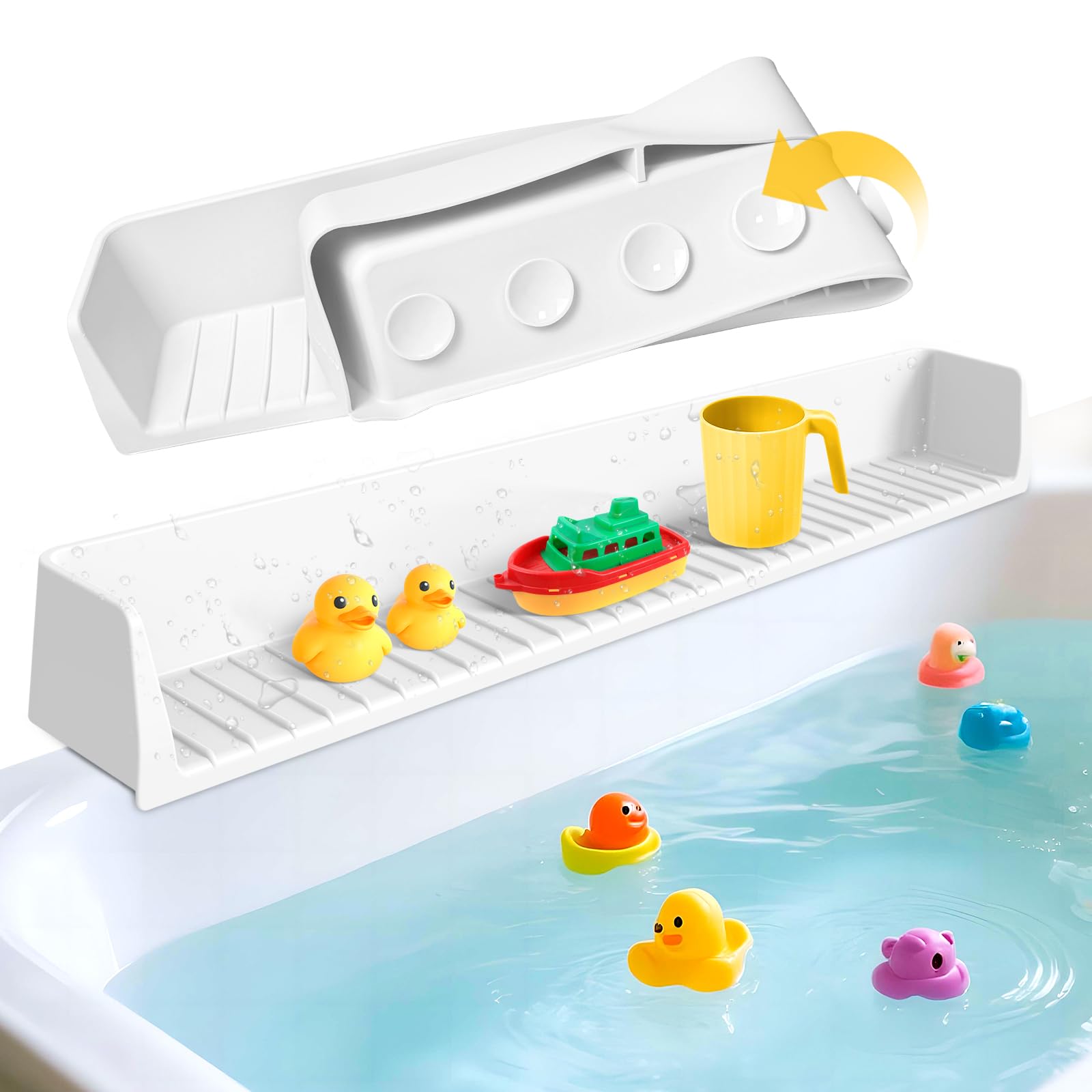 Funny Old Man Splash Guard front view demonstrates splash control for tidy bath time.