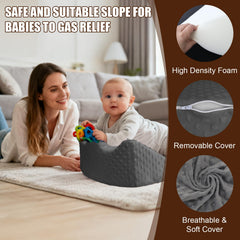 Funpkoser tummy time prop in use may aid gas relief and head lifting