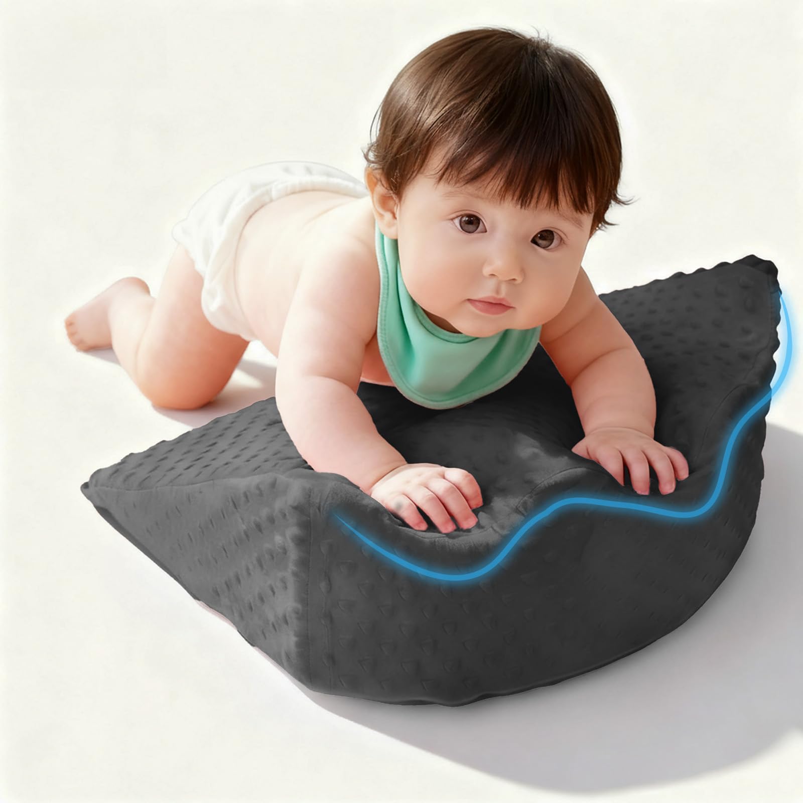 Funpkoser tummy time prop memory foam supports baby's neck and back during play