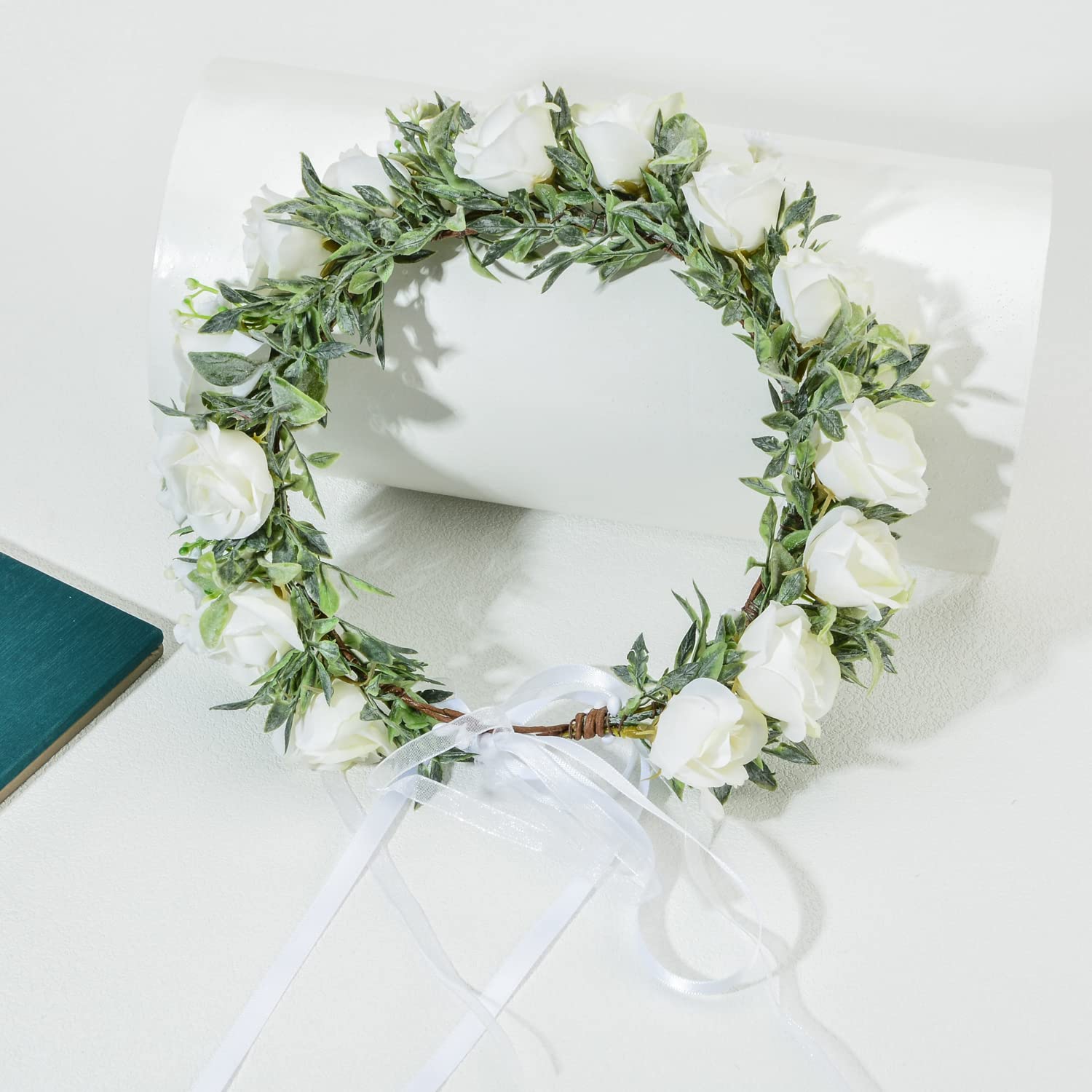 Funsveta boho flower headpiece wedding style highlights comfortable fit for toddlers and girls during ceremonies.
