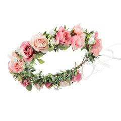 Funsveta flower crown closeup shows soft velvety petals and handmade silk texture