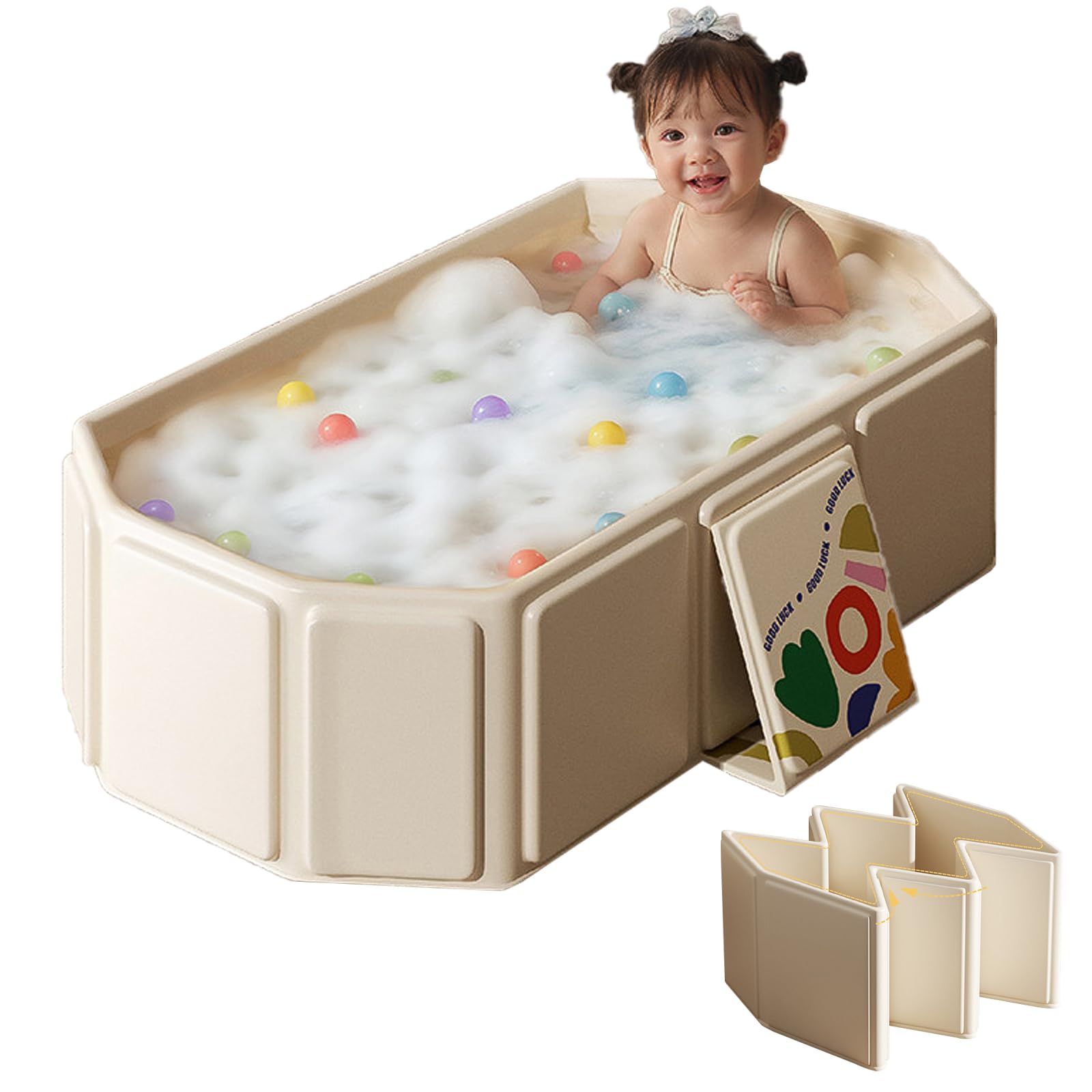 FunTankie toddler bath tub foldable design saves space for travel and storage.