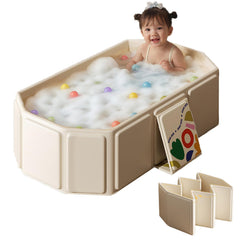 FunTankie toddler bath tub foldable design saves space for travel and storage.