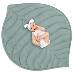 Funtery baby play mat leaf green top view, spacious crawling area for babies