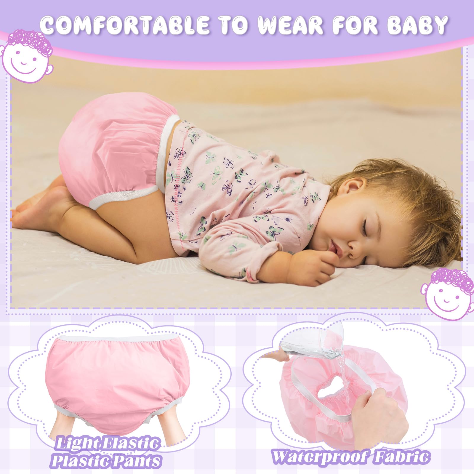 Funtery leak-proof diaper cover protects clothes and sheets during use.