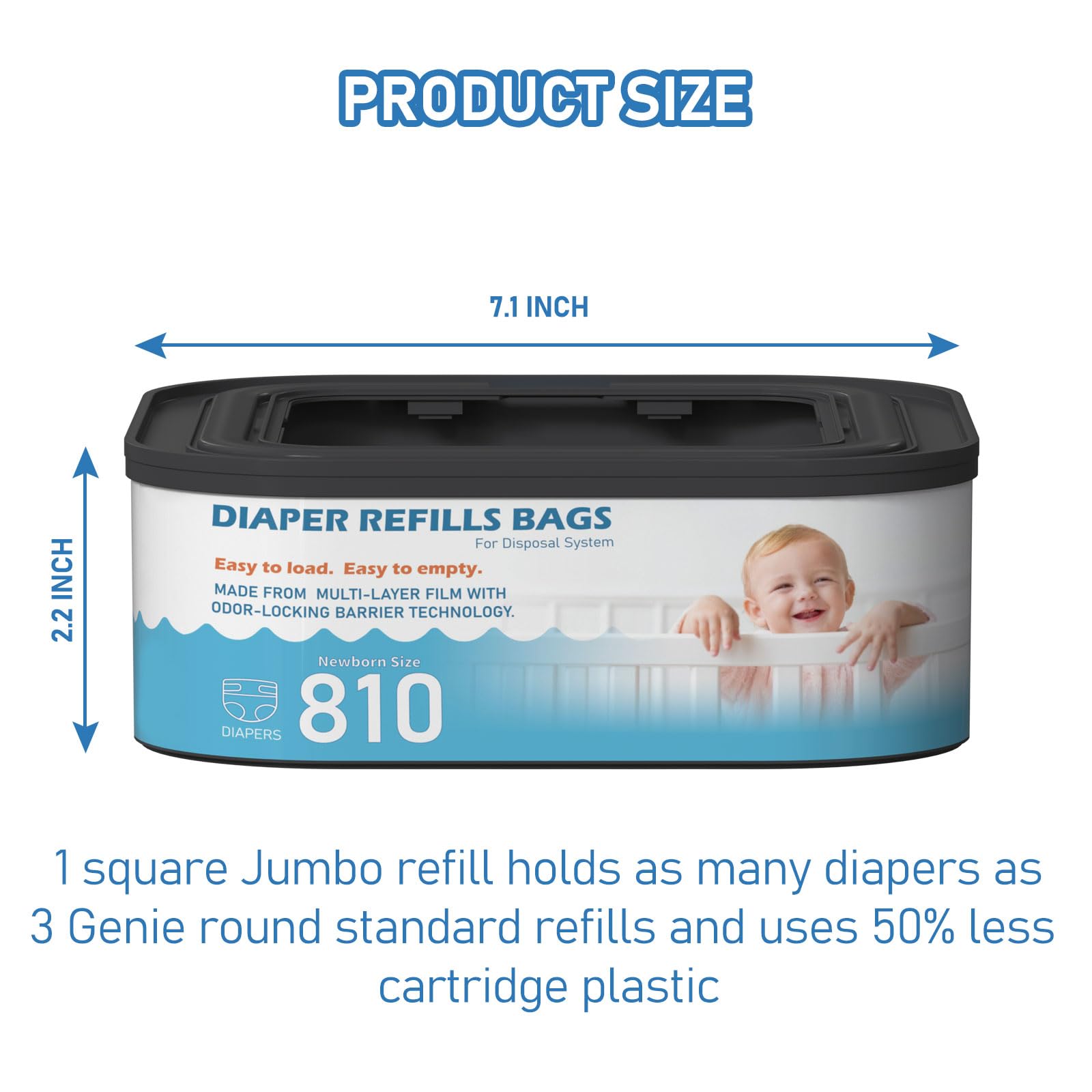 Fununcat Jumbo Square holds up to 810 newborn diapers for high capacity