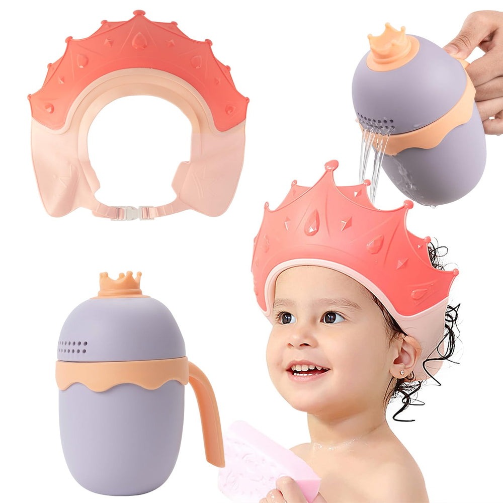FUNUPUP Baby Shower Cap front crown design eases bath time and keeps water away.