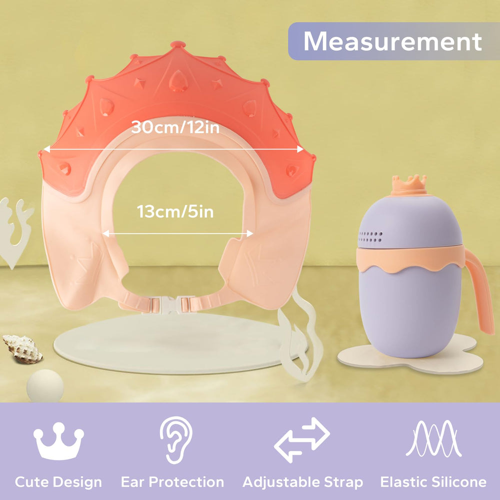 FUNUPUP baby shield protects ears from water and foam during bath time.