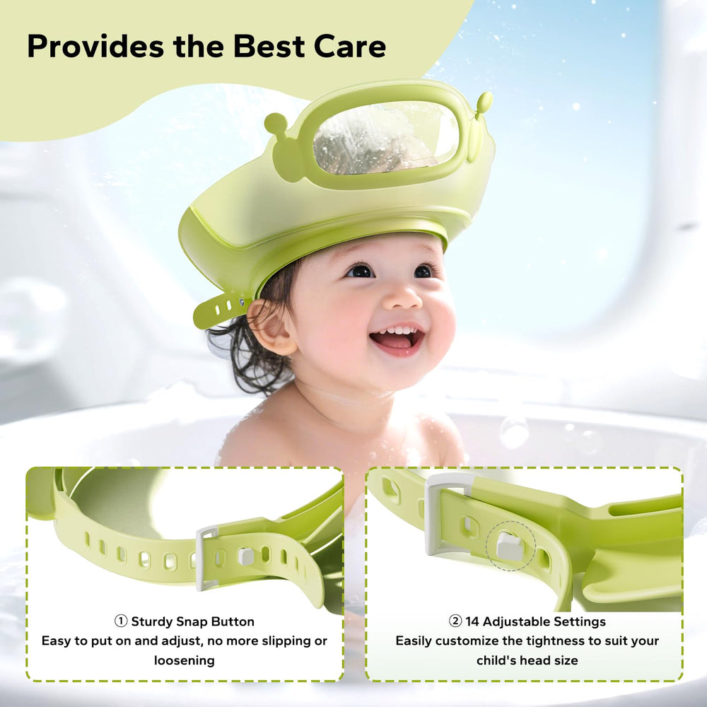FUNUPUP eyes and ears protection view emphasizes drip-free bath time
