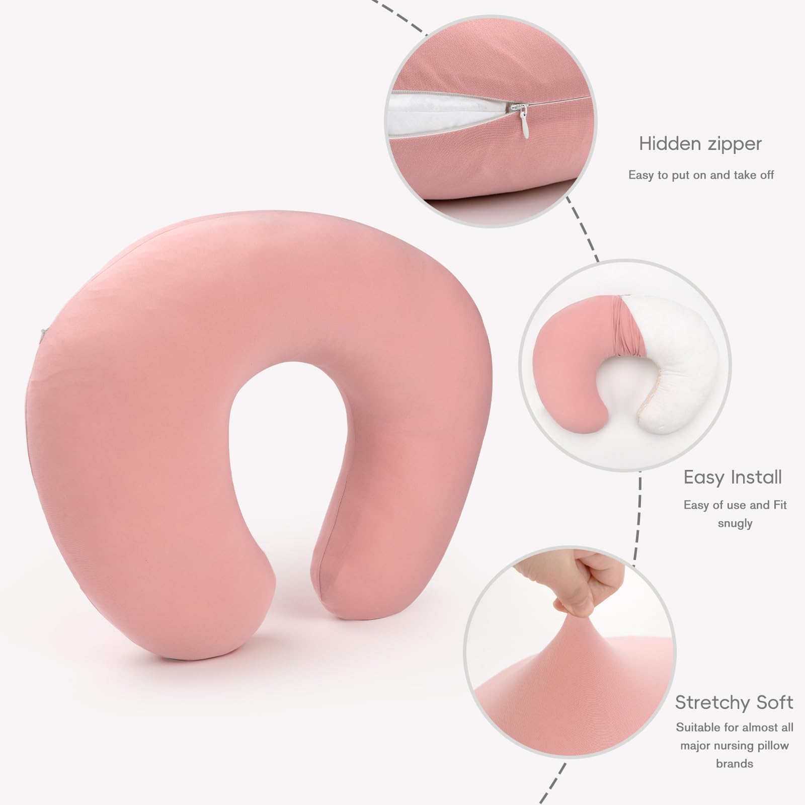 FUNUPUP bamboo nursing pillow cover stretchy-fabric detail emphasizing comfort and durability