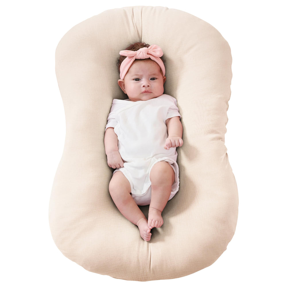FUNUPUP muslin cover beige closeup of soft fabric for delicate baby skin