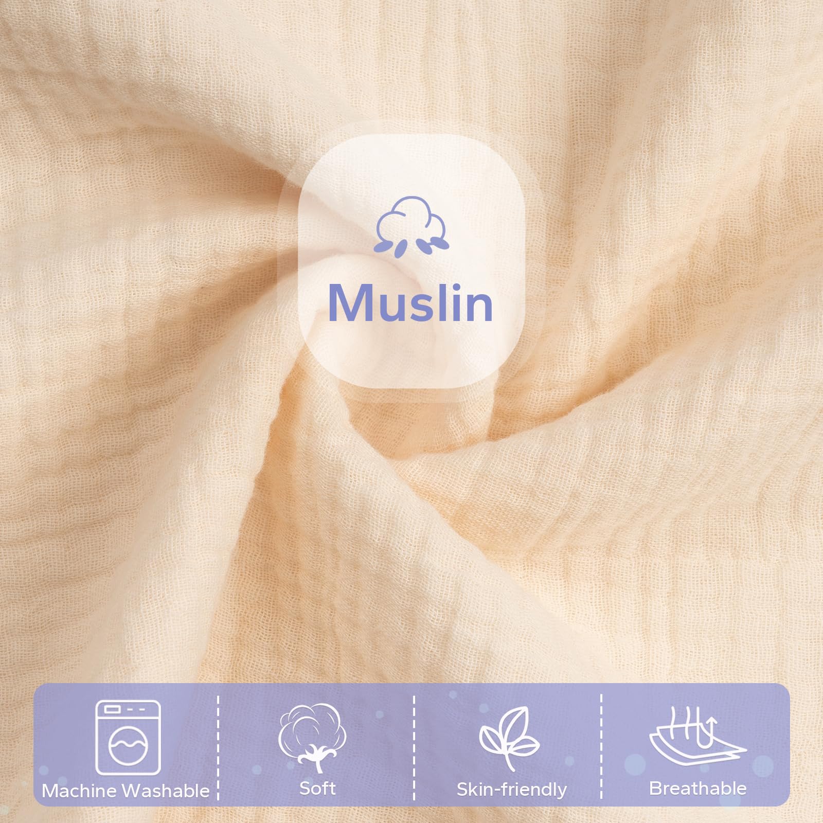 FUNUPUP muslin cover beige installation stretched over infant lounger in seconds