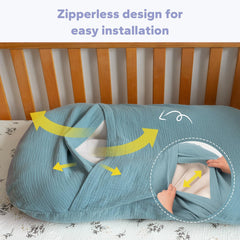FUNUPUP Muslin cover closeup highlights gentle touch for delicate baby skin.