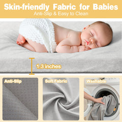 Funyoo baby play mat machine-wash cover enables quick cleanups after messes.