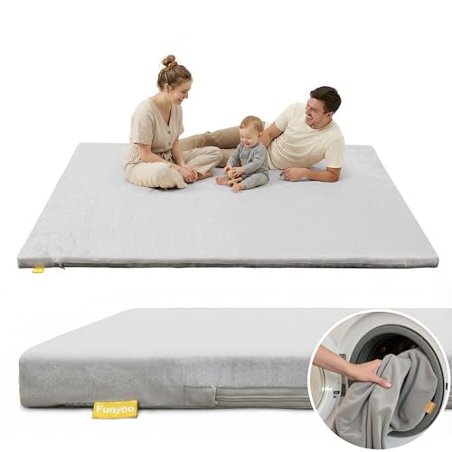 Funyoo baby play mat memory-foam close-up shows cushioned tummy-time support.