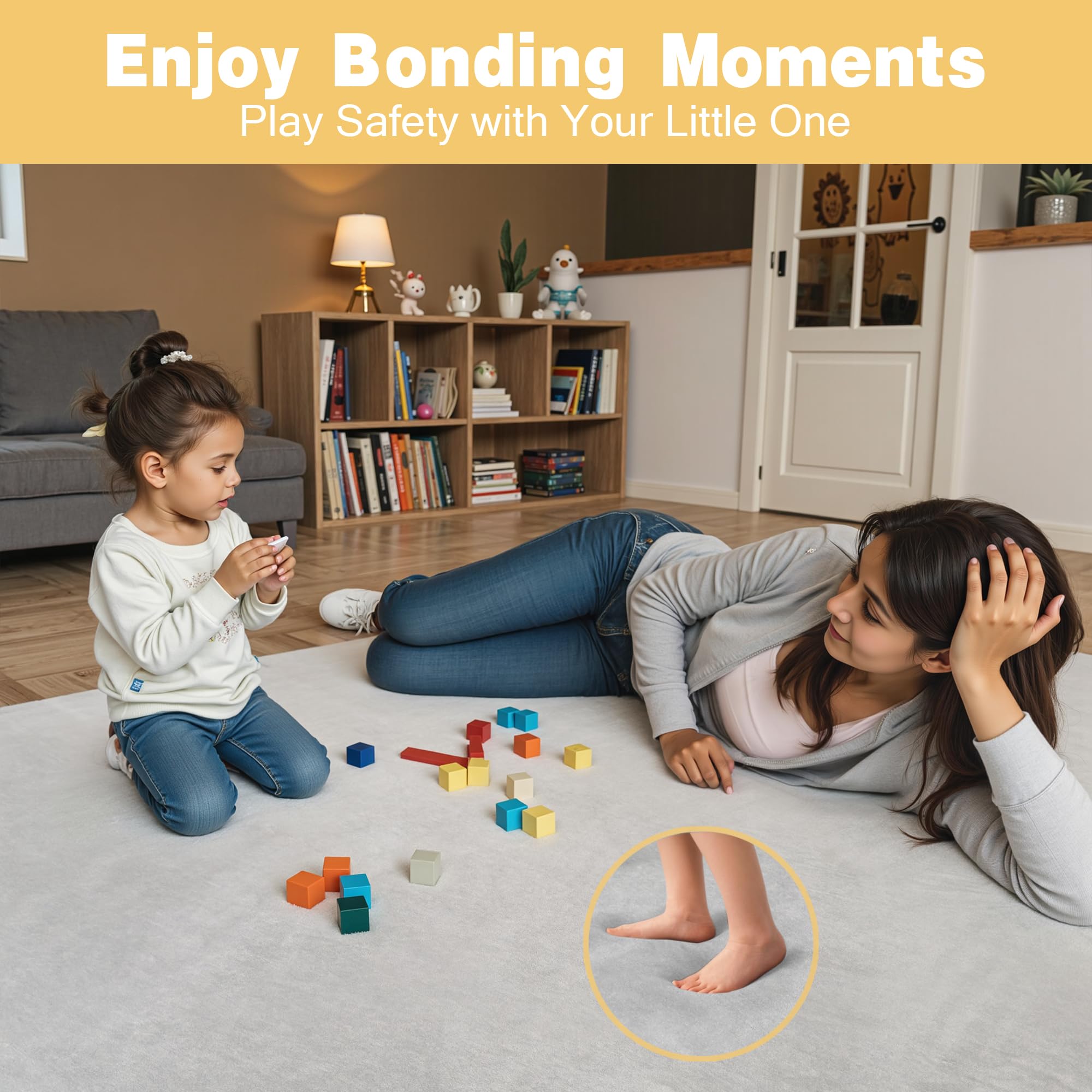 Funyoo baby play mat tummy time use highlights soft, comfortable cushioning.