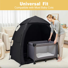Funyoo blackout tent folded with carry bag shows compact portability.