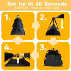 Funyoo blackout tent universal-fit feature highlights crib and playyard compatibility.