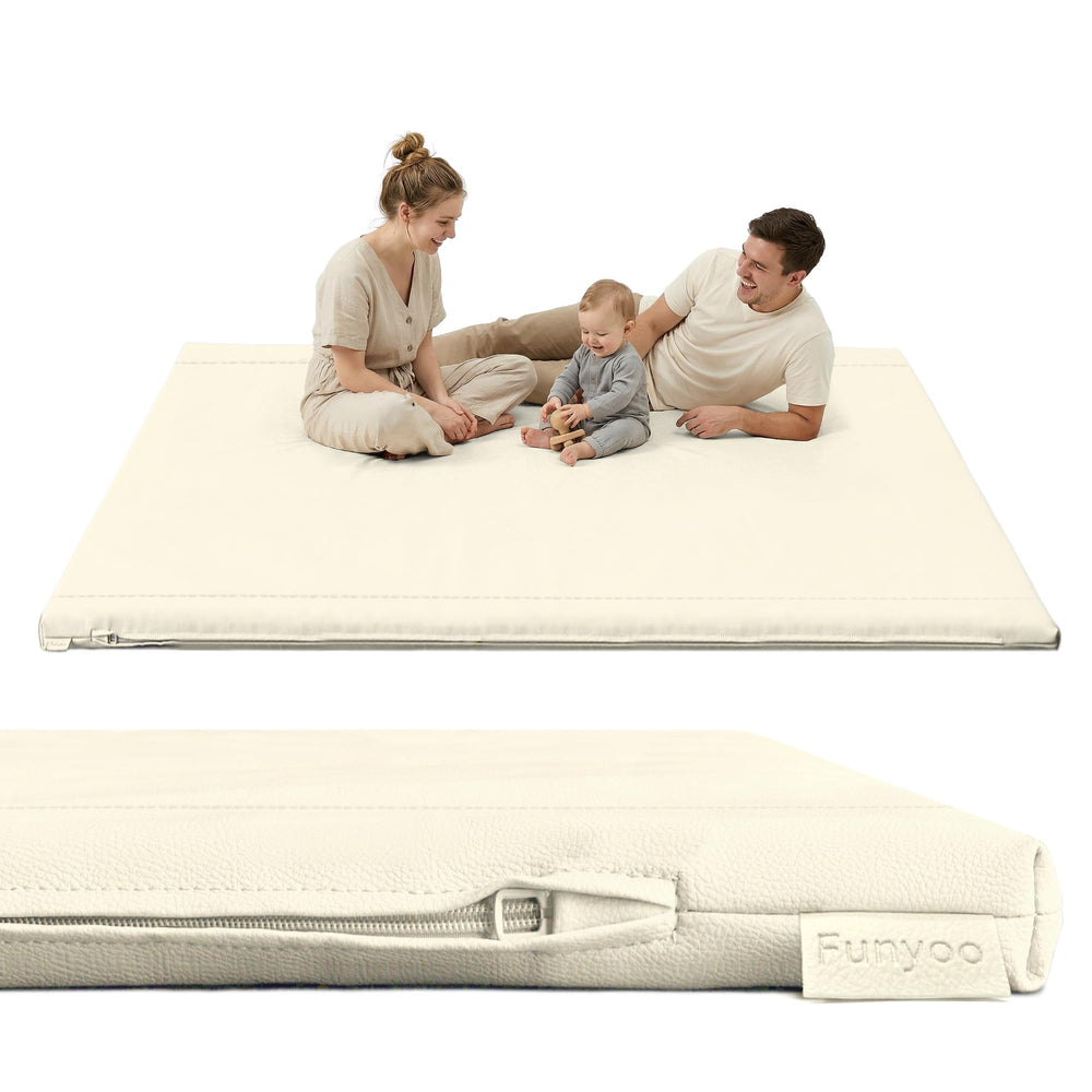Funyoo padded play mat foam close-up shows cushioned support for crawling infants.