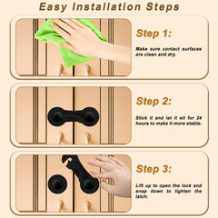 Furein cabinet locks installed on a kitchen cabinet prevent children's access